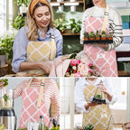 2 Pieces Aprons for Women with Pockets, Cotton Linen Waterproof Kitchen Cooking - Image 7
