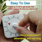 Square 60 Minute Mechanical Kitchen Timer, Manual Countdown Timer - Image 3