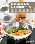 MICHELANGELO Stainless Steel Frying Pan Set, Triply Base Cooking Pans - Image 4