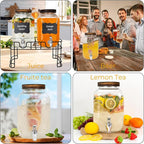 Glass Drink Dispensers For Parties, 2 PACK 1 Gallon Beverage Dispenser - Image 4