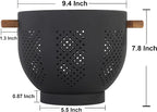 Metal Colander with Wood Handle and Stable Base, Powder Coated Steel Kitchen - Image 2