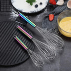 Berglander Rainbow Handle Whisk Pack of 3 Stainless Steel 8", Titianium Plating - Image 3