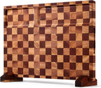 Checkered Cutting Board with Stand, Dual-Sided Wood Cutting Board with Juice by BIEOFFEI