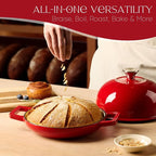 CAROTE Enameled Cast Iron Bread Dutch Oven, Round Bread Oven Pot - Image 8