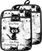 Funny Black Cat Pot Holders by Unknown