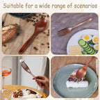 6 Pcs Wooden Utensils for Eating, Wooden Spoon Fork Cutlery Set Kitchen Wood - Image 7