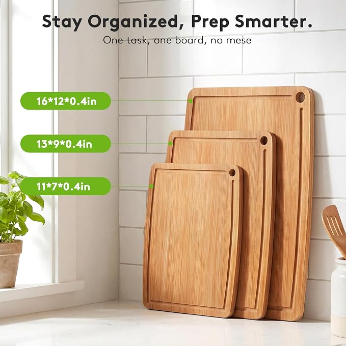Bamboo Cutting Boards for Kitchen, Carbonized Wood Cutting Board - Image 4