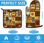 Coffee Theme Oven Mitts and Pot Holders Sets Heat Resistant 4Pcs Potholders - Image 2