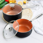 MICHELANGELO Nonstick 1Qt & 2Qt Copper Sauce Pan Set - Image 6