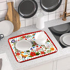 Flowers Printed Dish Drying Mat Floral Coffee Mat - Image 6