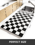 Rnivvi Dish Drying Mat for Kitchen Counter, XL 15 x 24" Cute Checkered - Image 2