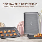 HONGBAKE 3 Pack Nonstick Ceramic Baking Sheet Pan Set - Image 4