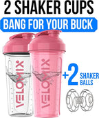 VELOMIX -2 Pack- 28 oz Protein Shaker Bottles - Image 2