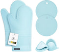 Rorecay 6pcs Oven Mitts and Pot Holders Sets, Extra Long Silicone Oven Gloves by Rorecay