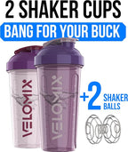VELOMIX -2 Pack- 28 oz Protein Shaker Bottles - Image 2