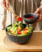 HASENSE Mixing Bowls of 3, Porcelain Ribbed Bowls 1.5/1/0.5 Qt - Image 7