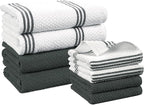 Casa Platino 8PC Cotton Kitchen Towels, Summer Grey Kitchen Towels by CasaPlatino