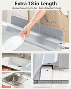 Kitchen Sink Splash Guard 18" 23" 30" Self-Draining Silicone Water Guard - Image 4