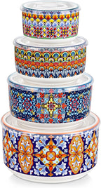 vancasso Serving Bowls with Lids Set of 4, Ceramic Nesting Mixing Bowls by vancasso