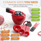 Spring Chef Red Magnetic Measuring Cups and Spoons Set of 9, Stackable Plastic - Image 3