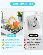 Dish Drying Mat for Kitchen Counter, Hide Stain Anti Absorbent for Kitchen - Image 4