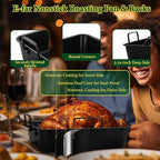E-far Roasting Pan with Racks, Small Stainless Steel Turkey Roaster with - Image 3