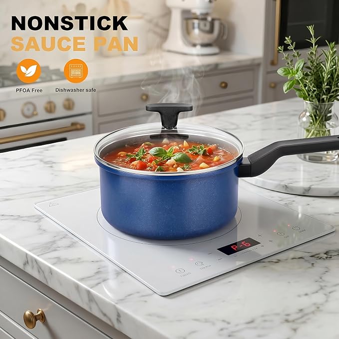 Nonstick Sauce Pan with Lid, 2QT small pot, PFOA Free, Kitchen Pots Induction - Image 5