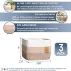 NaturalCozy Storage Cubes 9”x9”x7”Cotton Rope Woven Baskets - Image 2