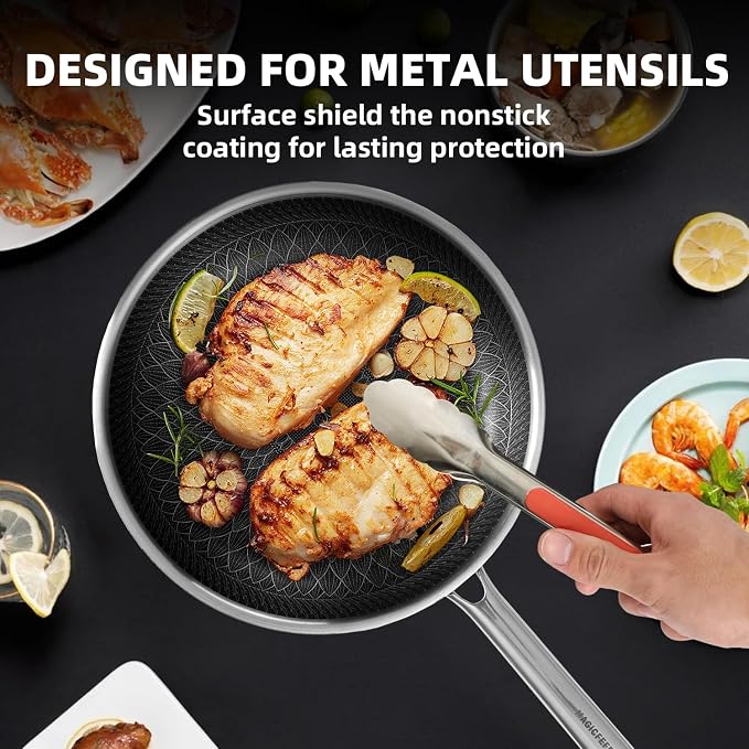 Non Stick Frying Pan with 3 Lids, 8+10+12 Inch, Hybrid Frying Pans Set Nonstick - Image 4