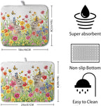 Easter Dish Drying Mat for Kitchen Counter Easter Bunny Flowers Dish Drying Pad - Image 2