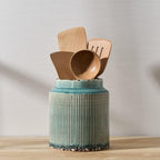 JIEMEI HOME Kitchen Utensil Holder, 6.77" Ceramic Farmhouse Stable Utensil Crock by JHJIEMEIHOME