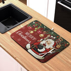 Merry Christmas Dish Drying Mat Santa Claus Kitchen Drainer Mats Microfiber - Image 6