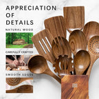 Wooden Spoons for Cooking, Nonstick Cooking Utensil Set - Image 4