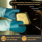 Silicone Oven Mitt Pack, Cotton Lined Gloves, Long Cooking Mitts and Trivet Mats - Image 3