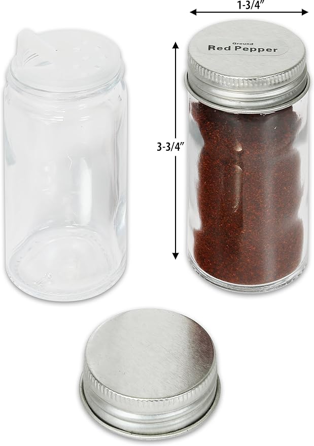 Simple Houseware 12-Pack 3 oz Glass Spice Jars, Round Bottles - Image 4