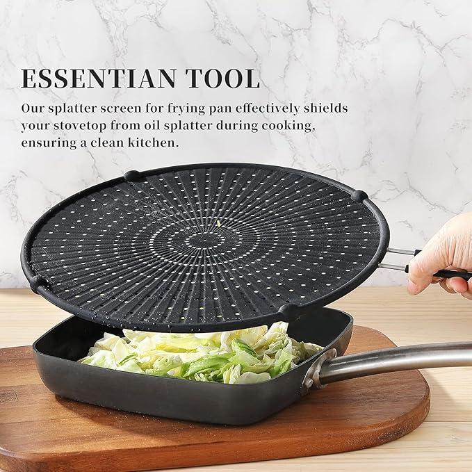 Silicone Splatter Screen for Frying Pan, Grease Splatter Guard, Heat-Resistant - Image 5