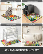 Rnivvi Dish Drying Mat for Kitchen Counter, XL 15 x 24" Cute Checkered - Image 7