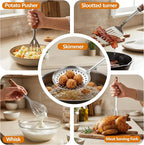 9PCS 18/8 Stainless Steel Kitchen Utensils Set, Heavy Duty Wooden Handle - Image 5