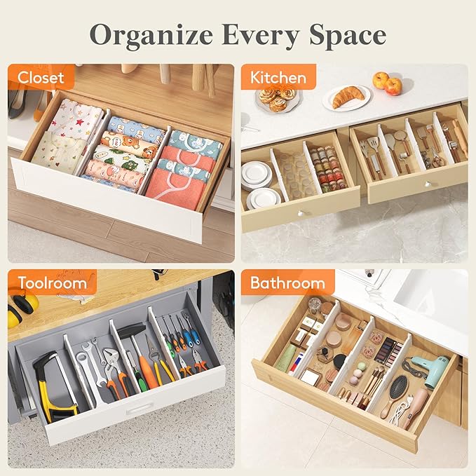 Lifewit 5" Tall 6 Pack Drawer Dividers, 30-47cm/11.5-18.5" Expandable Drawer - Image 7