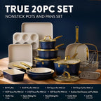 Gotham Steel Hammered 20Pcs Ceramic Cookware Set, Induction Pots and Pans Set - Image 2