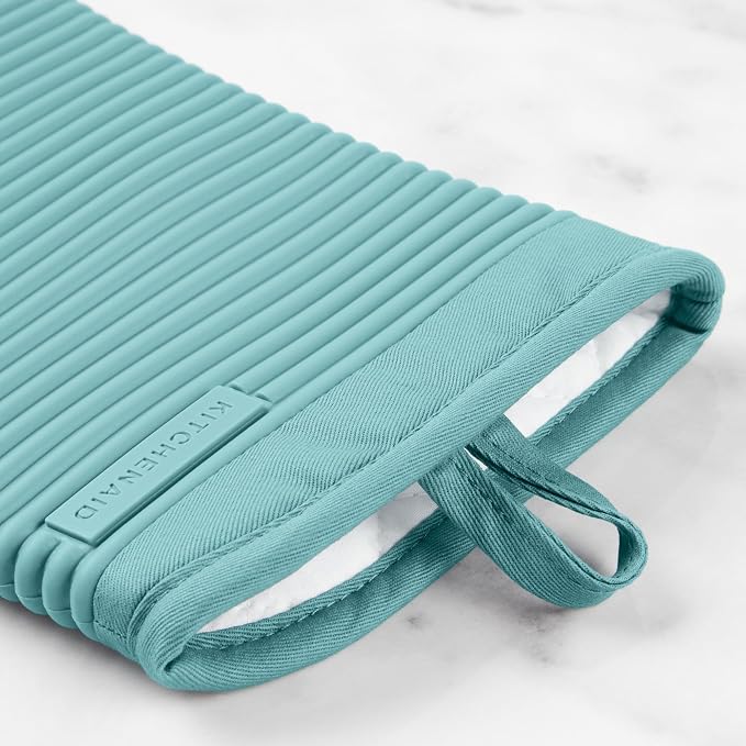 KITCHENAID Ribbed Soft Silicone Oven Mitt 2-Pack Set, Mineral Water Aqua - Image 5