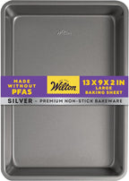 Wilton Silver Non Stick Oblong Cake Pan, Made without PFAS, Durable Steel by Wilton