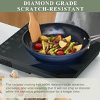 Nuwave Healthy Duralon Blue Ceramic Nonstick 12pc Cookware Set, Diamond Infused - Image 4