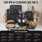 Granitestone Ceraluxe 20 Pc Ceramic Cookware Set Nonstick, Complete Pots and - Image 2