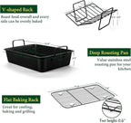 E-far Roasting Pan with Racks, Small Stainless Steel Turkey Roaster with - Image 2
