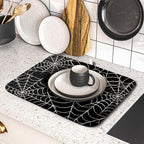 Halloween Dish Drying Mat for Kitchen Counter 16x18 Spider Web Black Holiday - Image 5