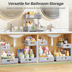 Under Sink Organizer, L-Shaped Adjustable Height, Mesh Sliding Drawer - Image 9
