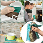 12 Pcs Farmhouse Kitchen Decor Sets 4 Teal Green Kitchen Towels 4 Teal - Image 6