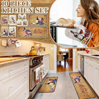 Fourluoo 10 Pcs Wine Kitchen Dish Towels Rugs Oven Mitts and Pot Holders Set - Image 2