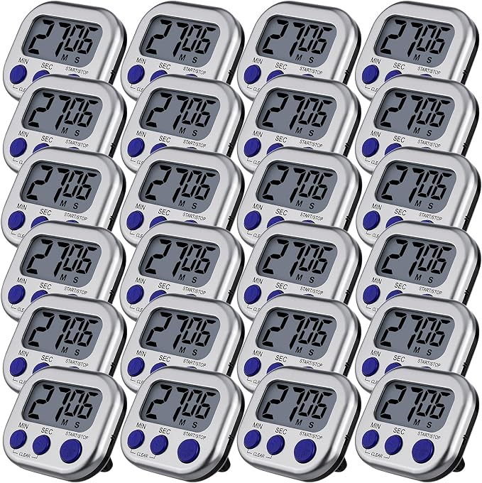 Leumoi 24 Pcs Digital Kitchen Timers Magnetic Back Timers Bulk Large Screen by Leumoi
